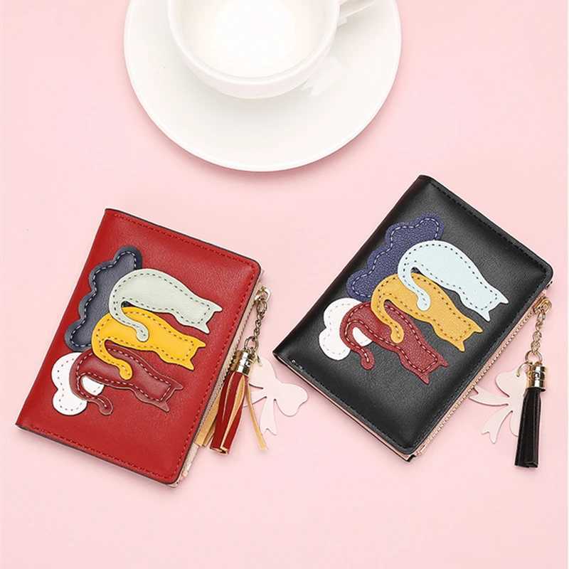 Cute PU Leather Short Wens Wallet Fem Small Zipper Coin Purses Mey Bags for Student Girls Holder Hasp Cluh Y250707