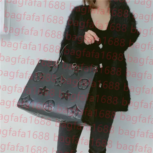 Onthego the tote Mirror quality Designer Bag for Woman man fashion 10a Crossbody black embossed bags Lady Luxurys Handbag real Leather Shoulder clutch Shop Bag