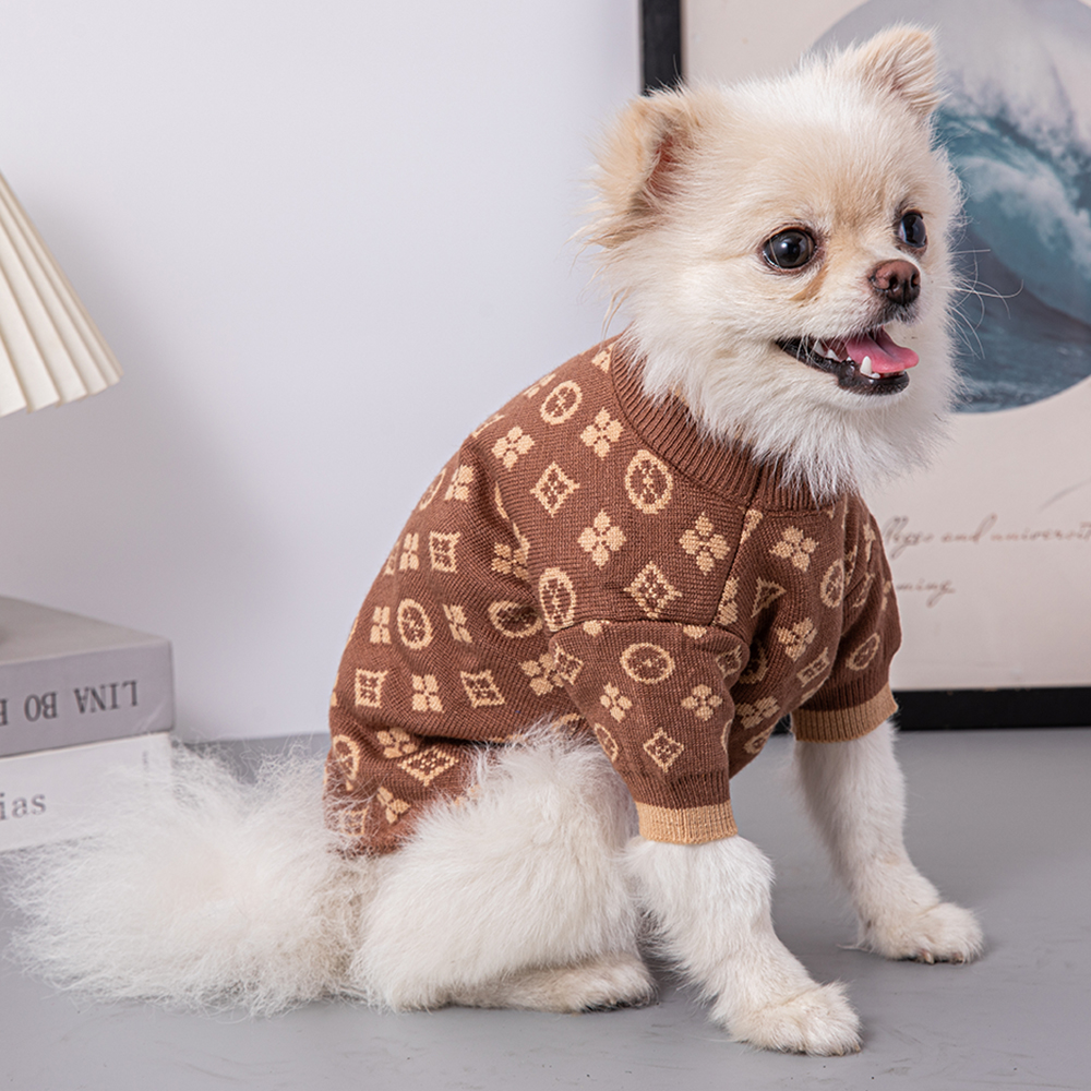 Luxury Pets Clothes Dog Sweater for Small Medium Dogs Soft Warm Winter Classic Floral Pattern Puppy Clothes Cute Christmas Coat for Puppies, Cats, Gir