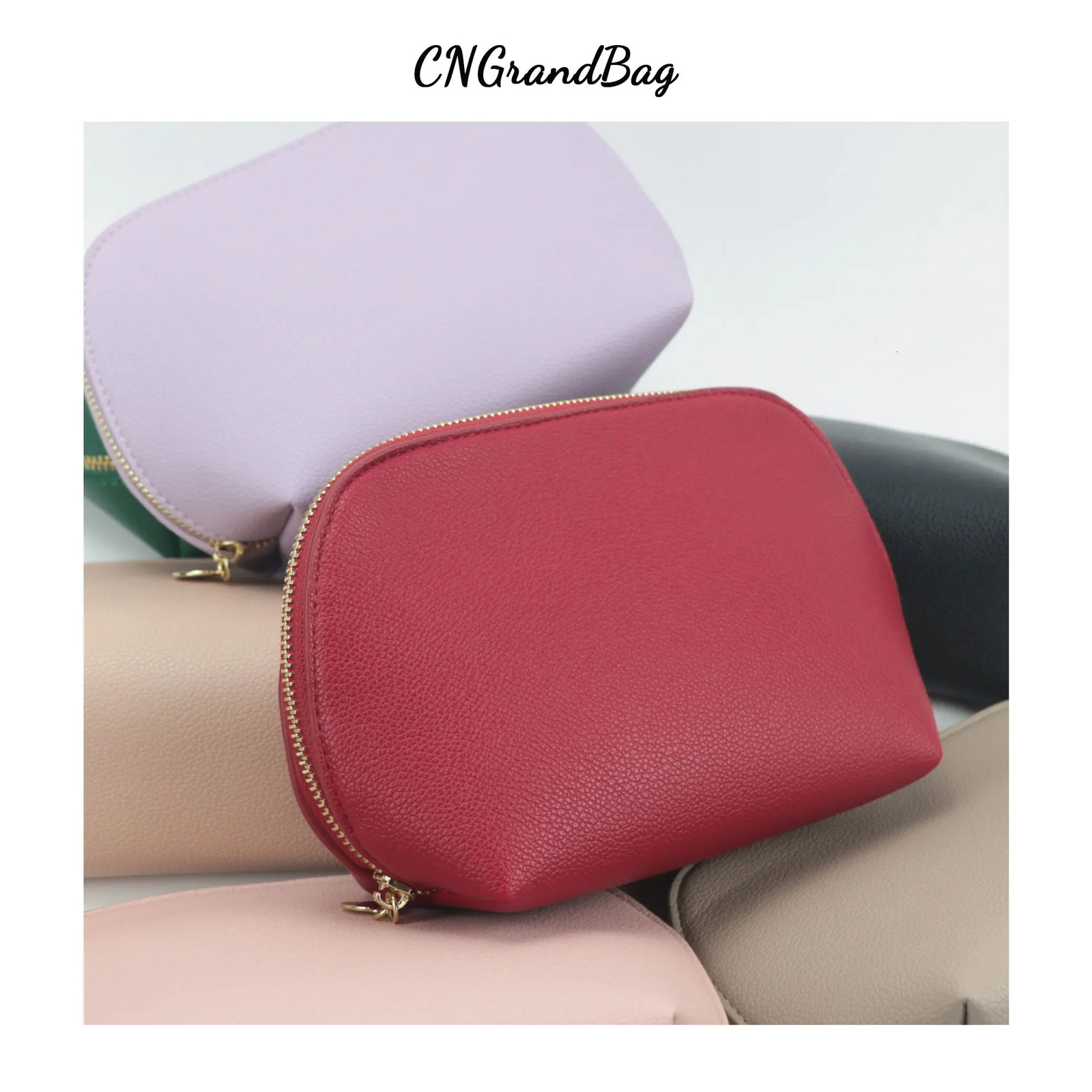 Customized Letters PU Leather Half Round Shell Makeup Bag Large Capacity High Beauty Travel Portable Womens Cosmetic Bag 250701