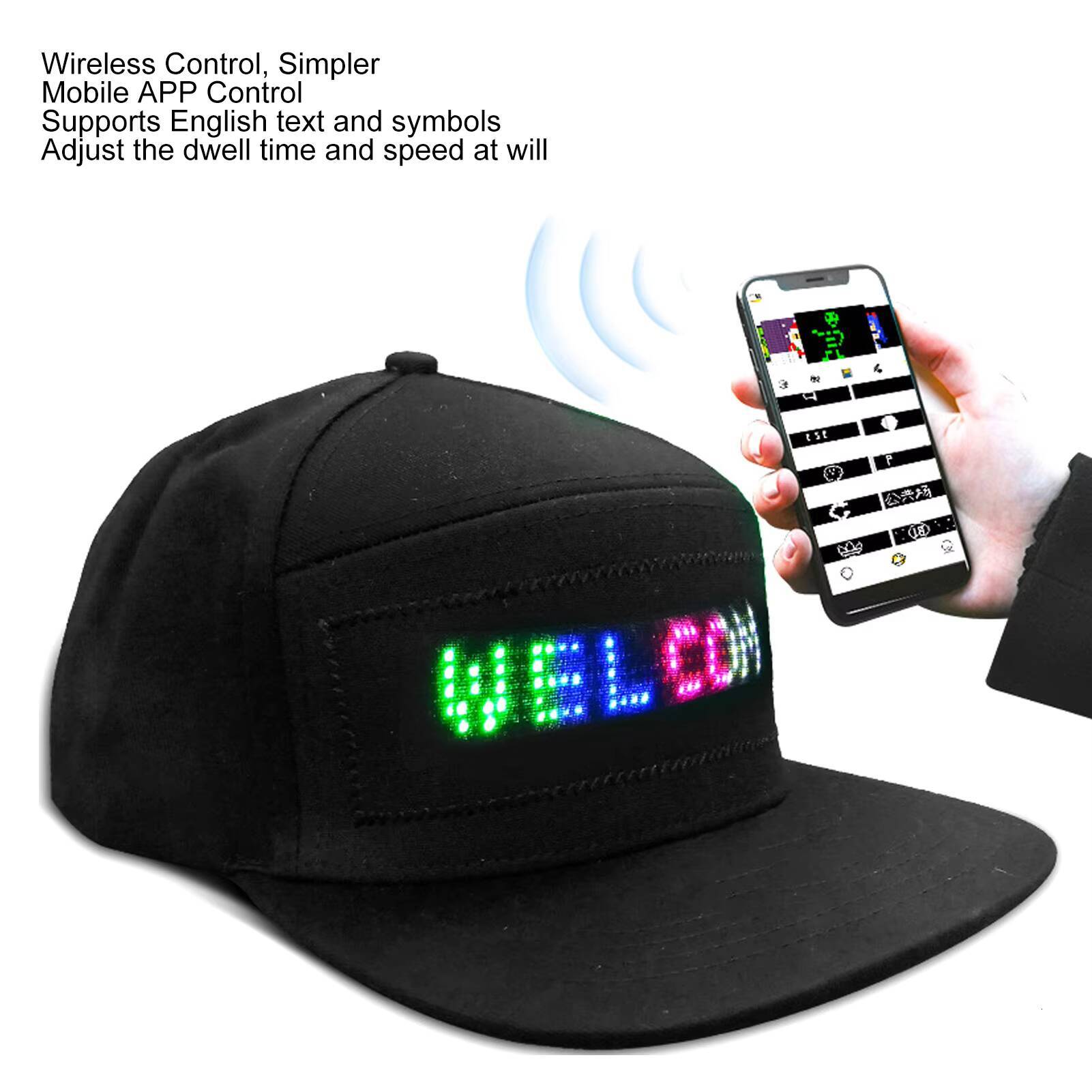 Programmable Bluetooth APP Control Editable Colorful for Outdoor Concert Carnival Hat LED Smart ddmythur