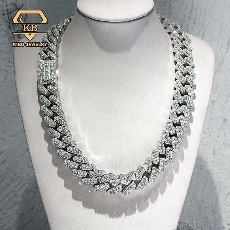 Hip Hop Mens 925 Sterling Silver VVS Iced out Miami Cuban Link 22mm Big Cuban Chain Moissanite Necklace Jewelry