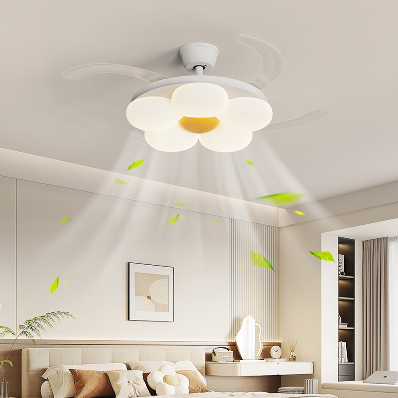 Modern Ceiling Fan with LED Light for Home Decor Flower Invisible leafless