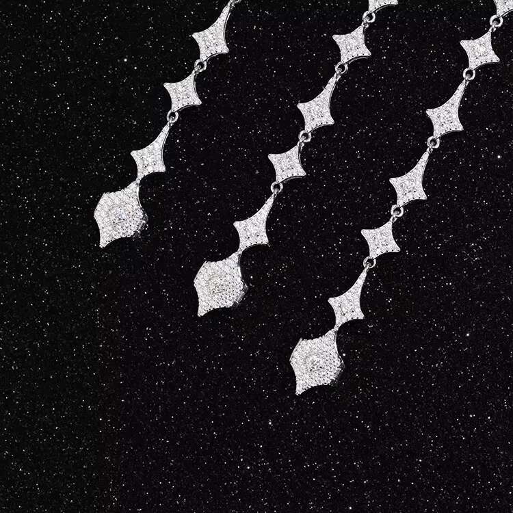 Fashion Bling Star Bracelet 925 Sterling Silver Ice Out Moissanite Diamond Star Bracelet for Women