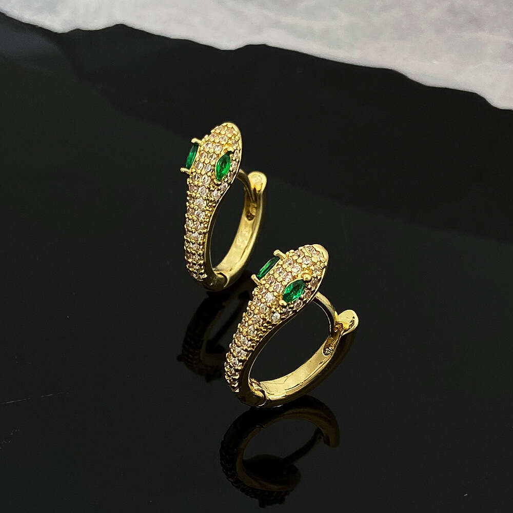 DHcollections Micro Pave Zircon Snake-Shaped Hoop Earrings Men, Stainless Steel, Hypoallergenic, High-End Accessories for Women, Versatile and Unique 