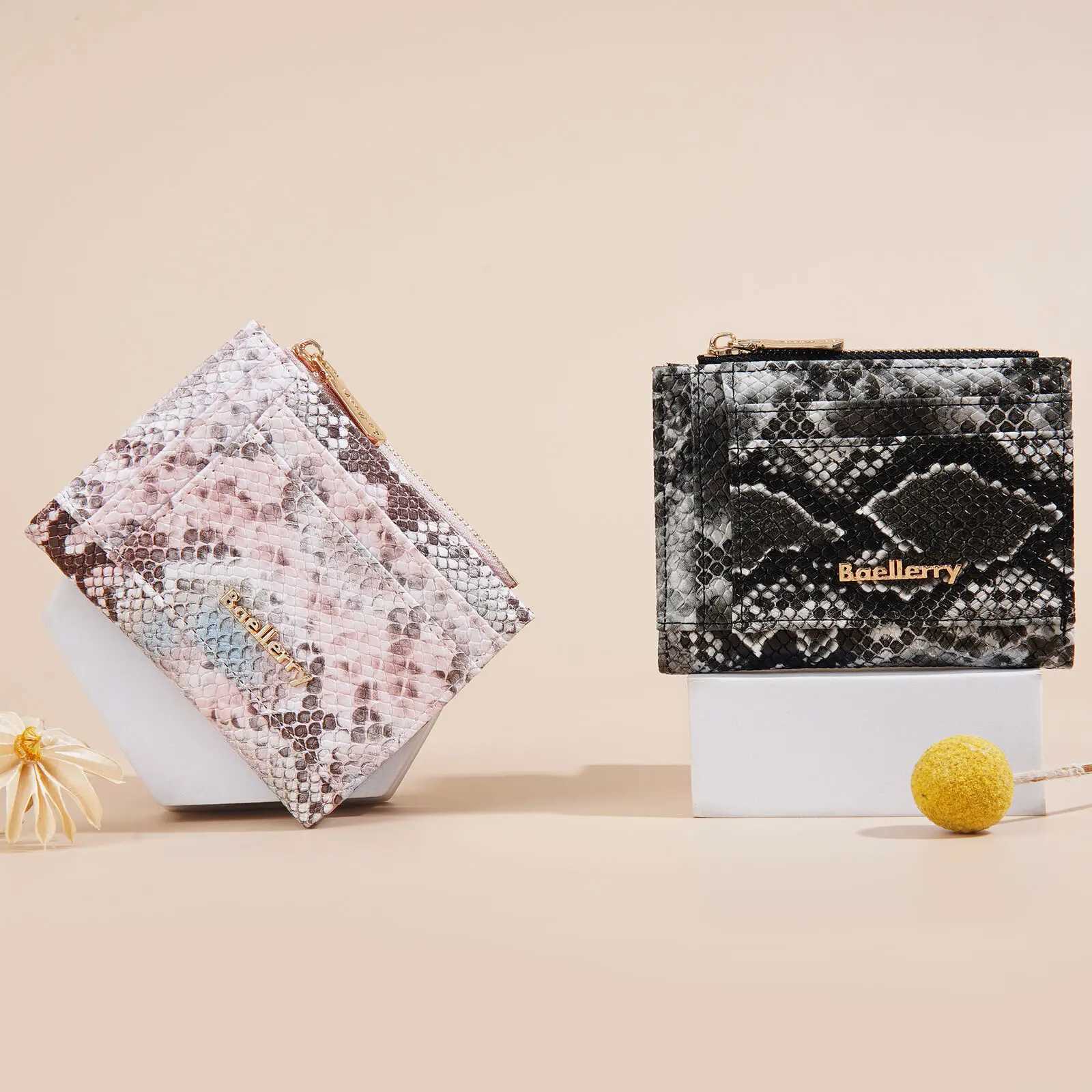 Fi Snake Pattern PU Leather Wens Short Wallet Trendy Card Slot Ladies Bifold Cluh Purse ID Card Holder Mey Bag Y250707