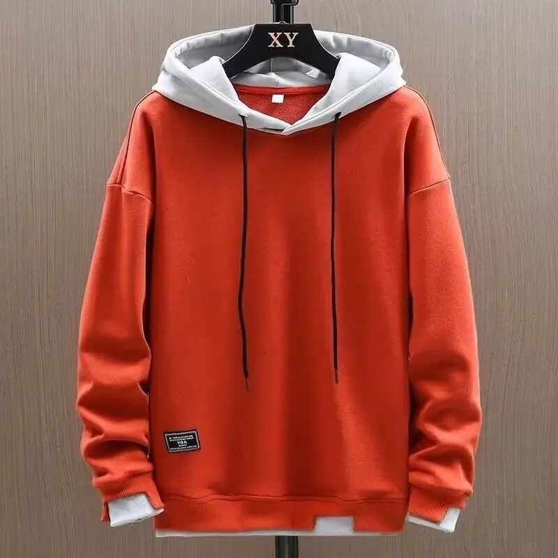2025 Autumn Men Hoodies High Street Pullover Long Sleeve Patchwork Sweatshirt Men Fashion Streetwear Hoodie Harajuku 250707