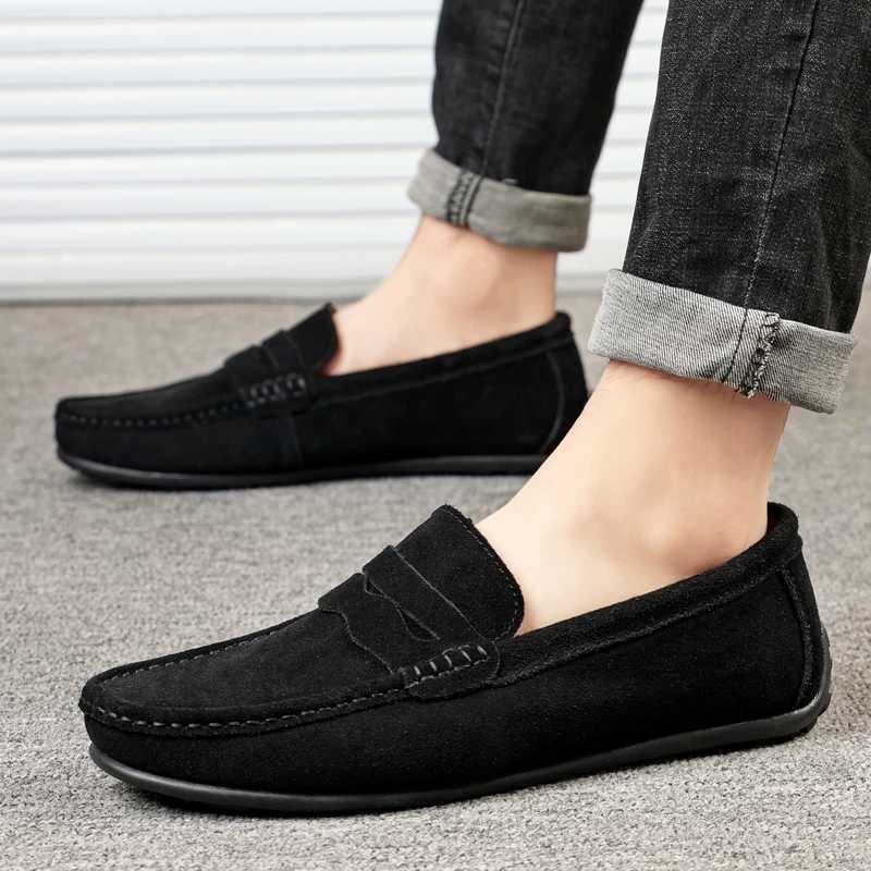 Men Casual Shoes Fion Men Shoes Handmade Suede Genuine Leather Mens Loafers Slip On Mens Flats M Driving Shoes Y250707