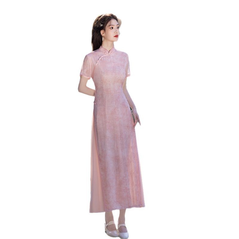 MUU4180 New Arrival Long Ao Dai Cheongsam Skirt 2025 Spring and Summer New Retro Improved Republic of China Ladies