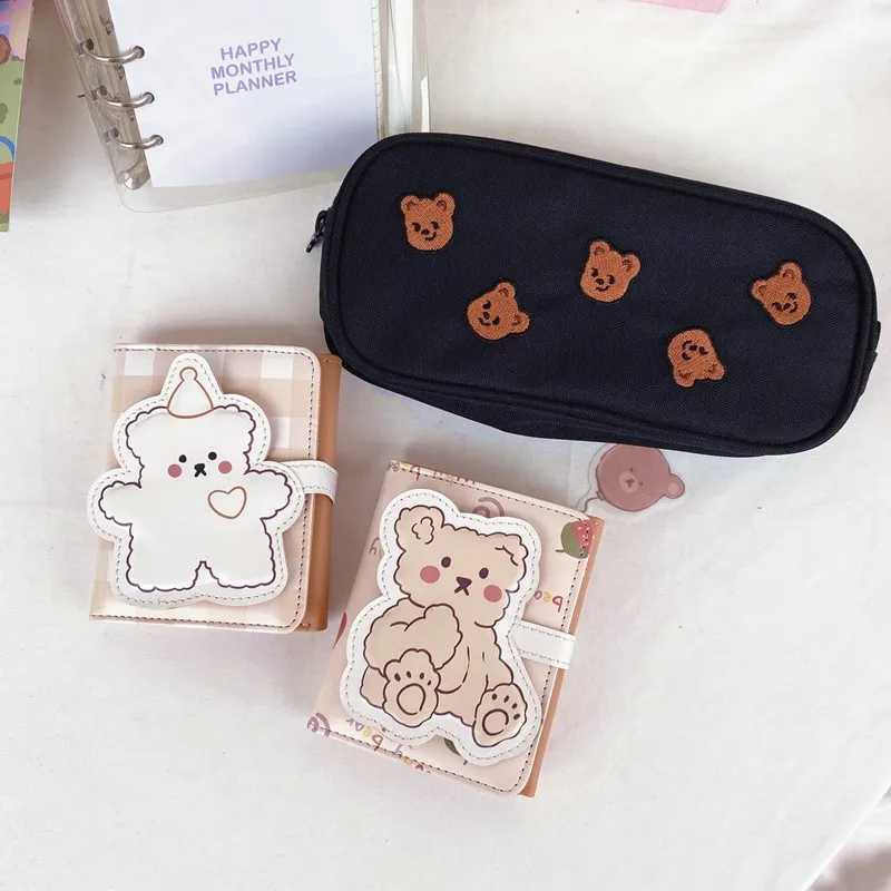 Carto Pu Purse Wallet Lovely Little Bear Coin Wallet Simple And Portable Three Fold Student Mini Card Bag Birthday Gift Y250707