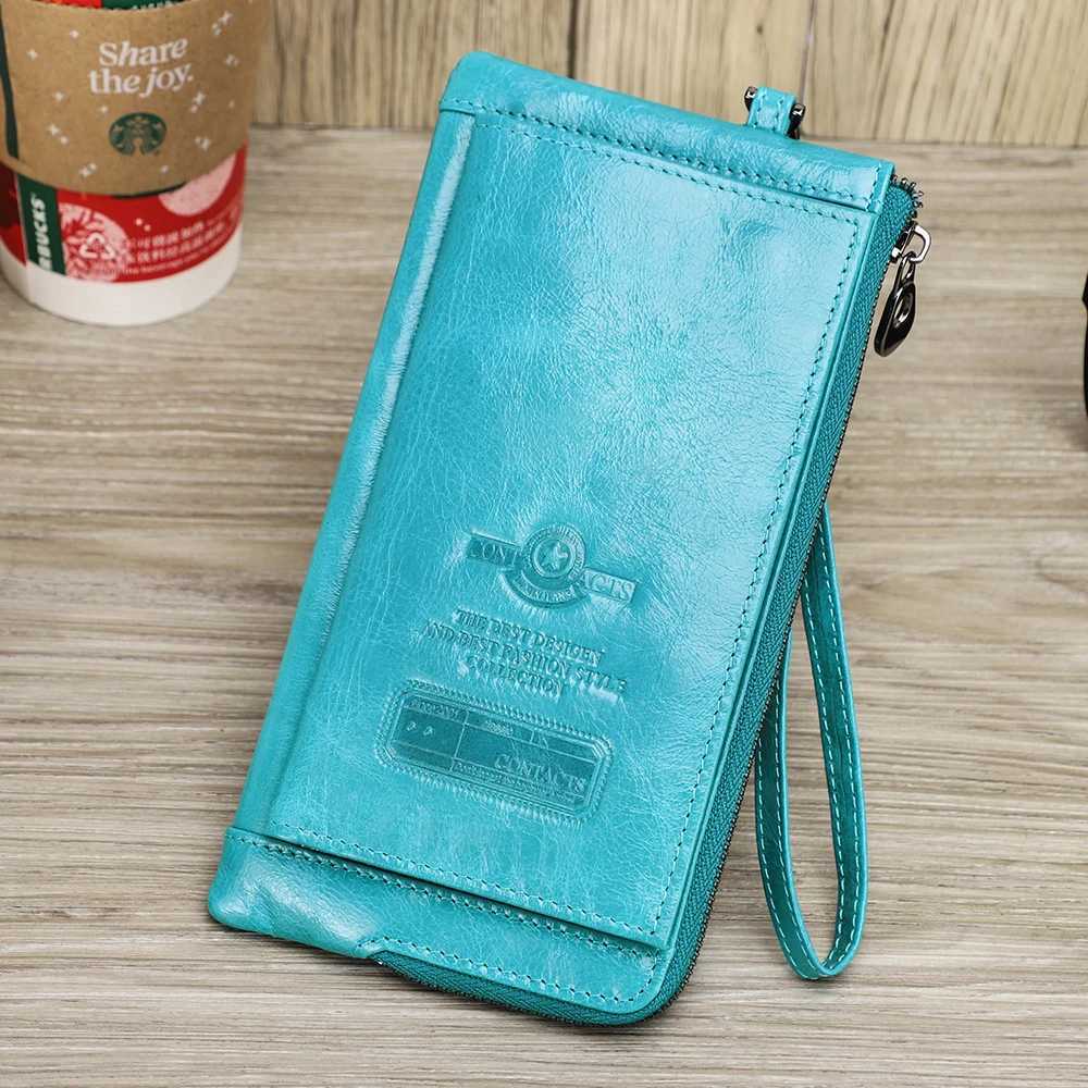 Genuine Leather Wallet Wen Coin Purse Fem Lg Wt RFID Blocking Card Holder Large Capacity Cluh Bag With Phe Holder Y250707