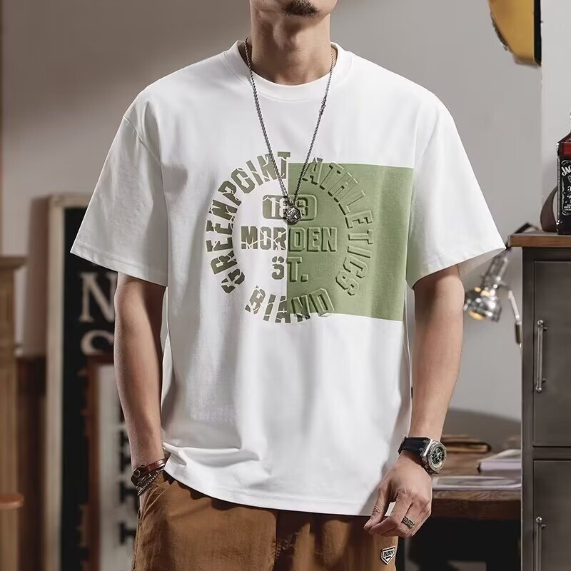 New Style Personalized 3D Printed Patchwork Short Sleeve T-shirt For Men 2024 Summer Slightly Loose Half Sleeve Designer Short Sleeves Tee Shirt Versa