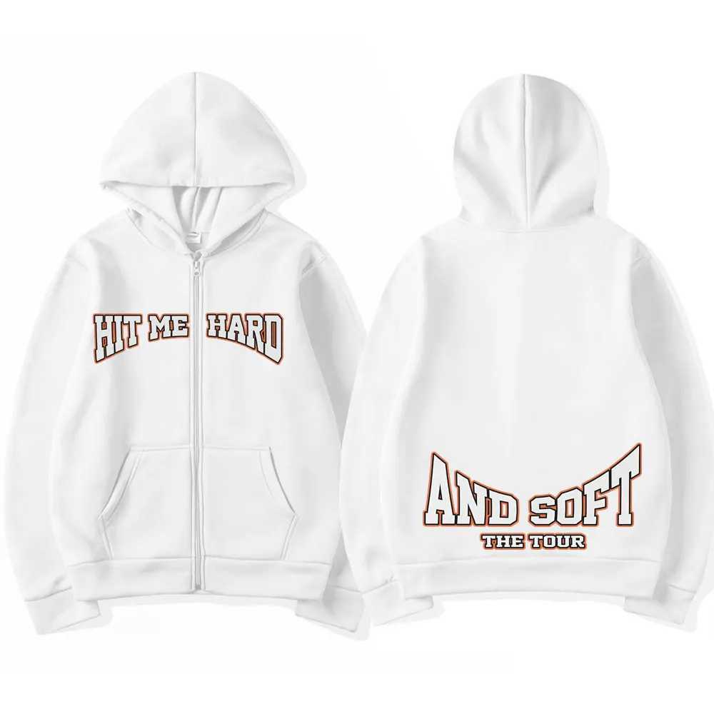 Hit Me Hard and Soft 2025 Tour Merch Zipper Hoodies Men Women Pullover Fashion Hip Hop Zip Up Hooded Sweatshirt Jacket Fans Gift Z250405