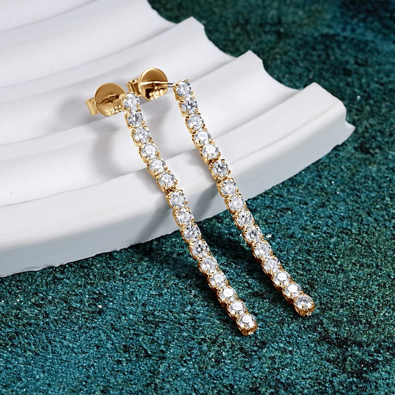 OXTAO Certified Long Chain Tassel Earrings for Women Real 925 Silver D Color Sparkling Drop Earrings Wedding Jewelry 250701