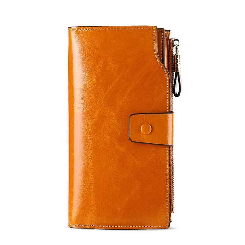 Vintage Luxury Wen Wallets Genuine Leather Large Zipper Clutch Purse Large Capacity Card Holder Wallet Y250707