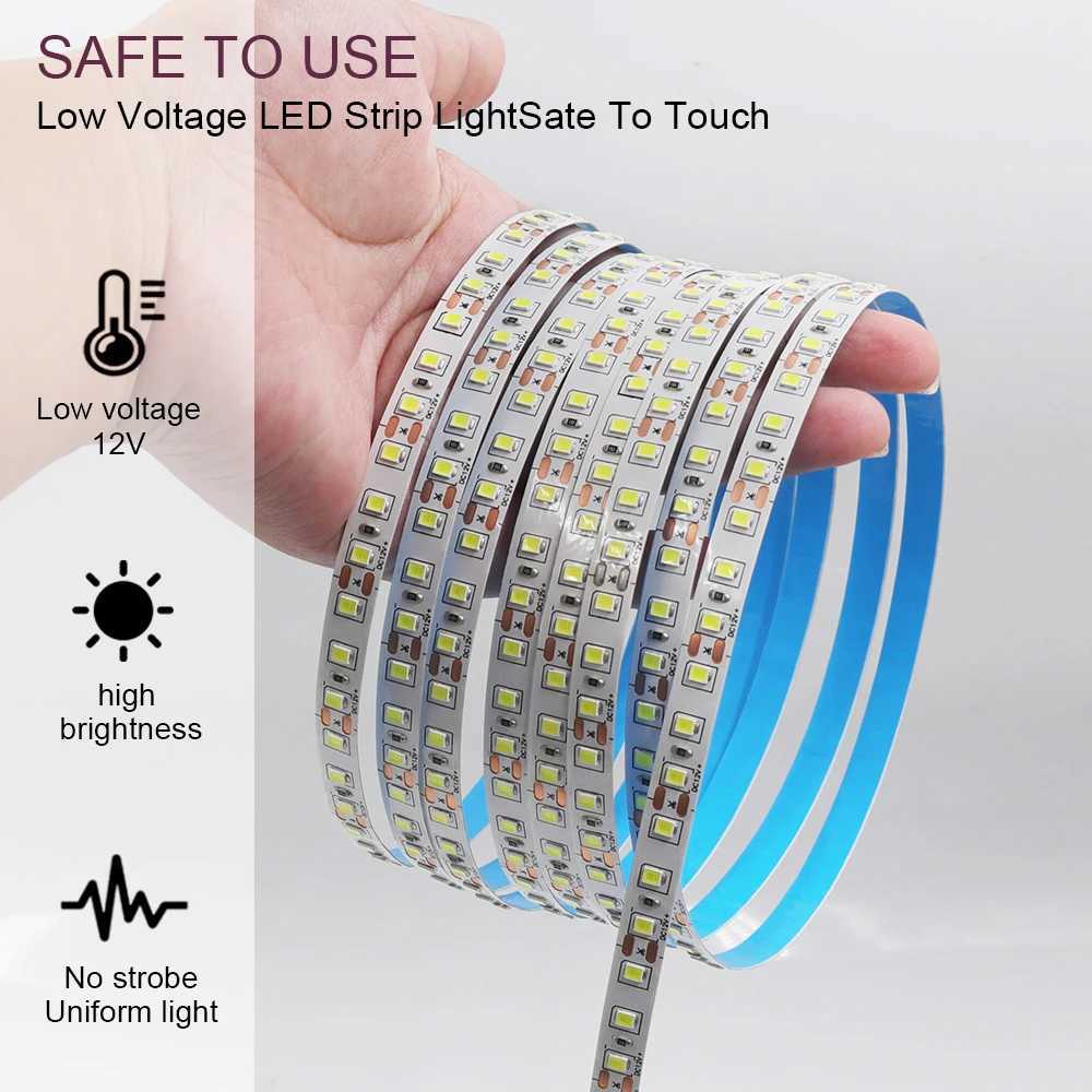 12V 24V 5m 10m 20m 50m 100m LED Strip Light 2835 120 LEDs Flexible Tape Bright 8mm PCB 13 Colors Home Decoration Not Waterproof W250701