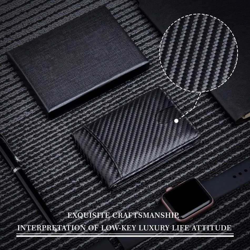 Rfid Carb Fiber Men Wallets Man Card Holder Mey Bag Slim Thin Mini Wallet M Small Short Purse Black Wt Billfold Vallet Y250707