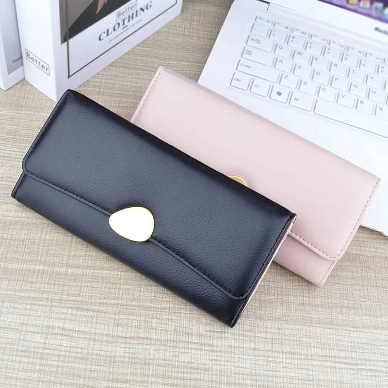 PU Leather Wen Wallets Luxury LG Hasp Fold-over Pattern Coin Purses Fem Brand Solid New Thin Cluh Phe Bag Y250707