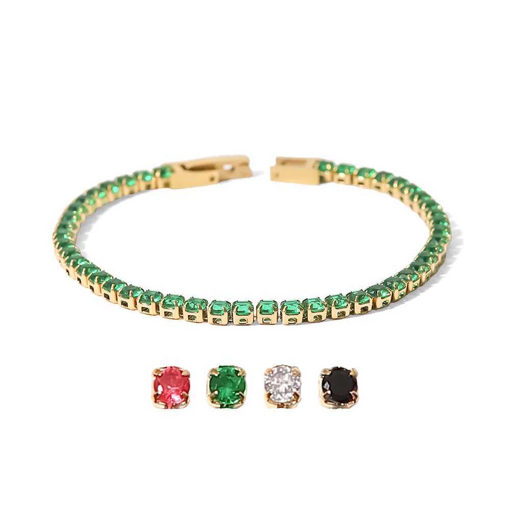 1world Maximalist Dipped With Cubic Zirconia Gemstones Stainless Steel Bracelet for Women Jewelry Gift Bracelet Waterproof Jewel XJ250707