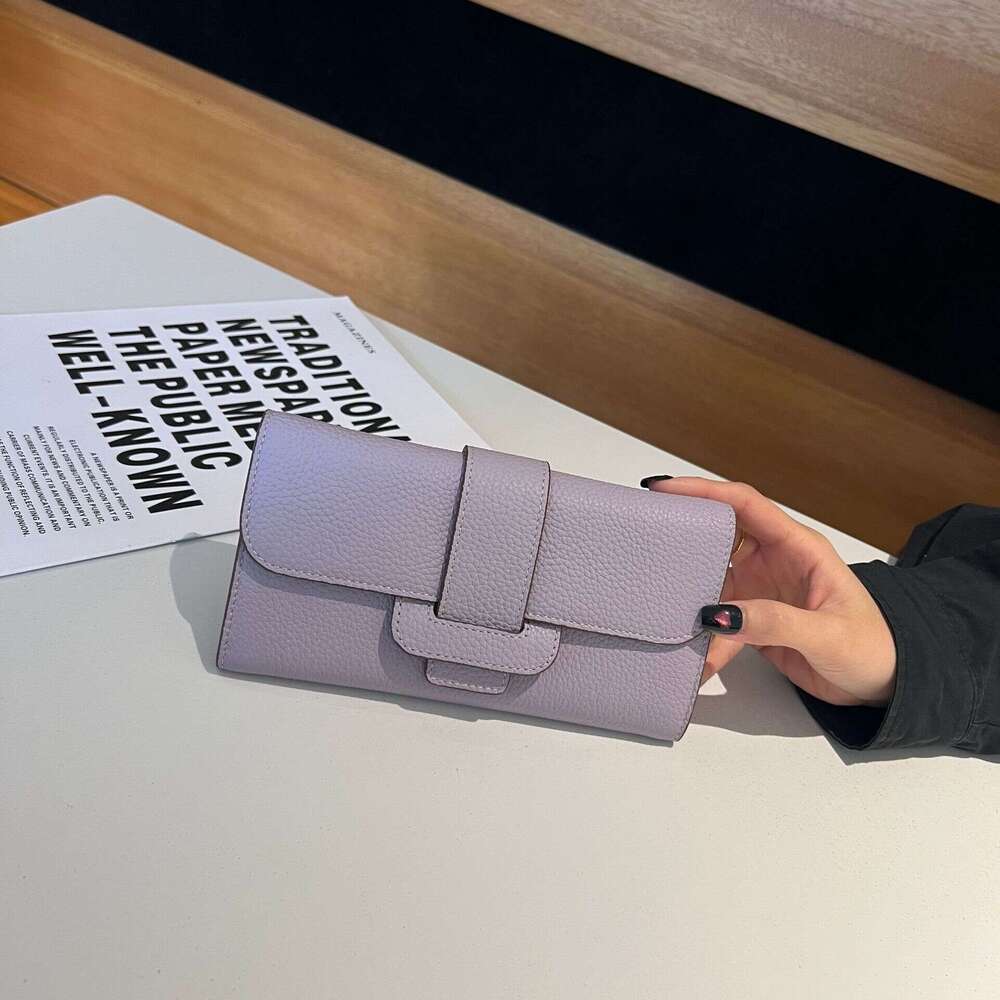 Top Layer Cowhide Wallet for Women Genuine Leather Crossbody Chain Shoulder Large Capacity Multi-Card Slot Clutch Phone Bag