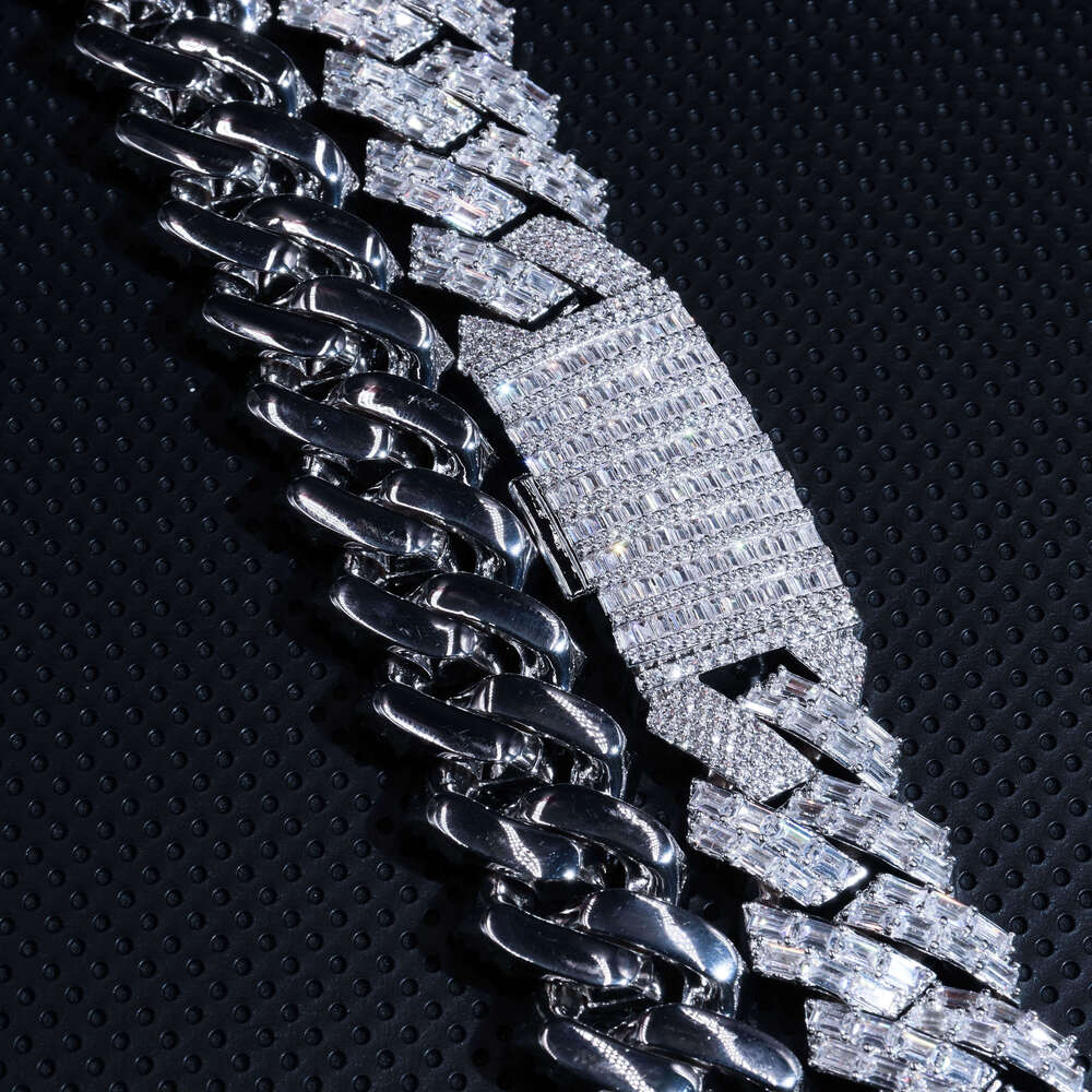 20mm Custom S925 Hip Hop Jewelry Iced Out Necklace Cuban Chain Iced Out Moissanite Diamond Bracelet Link Chain