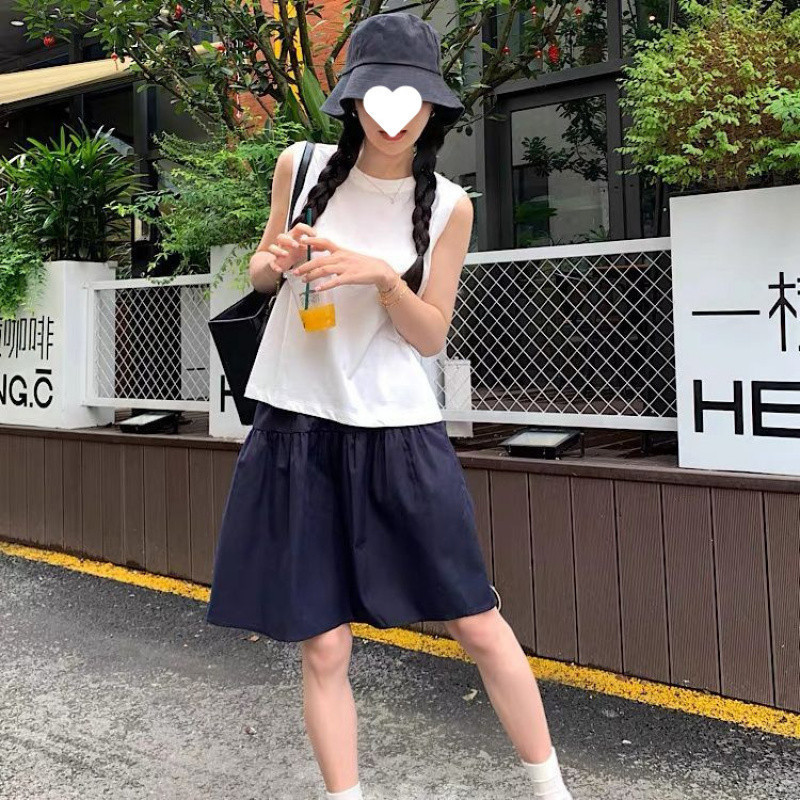 PLD1955 New Arrival College Style Skirt Girls 2025 Summer New Navy Blue Skirt