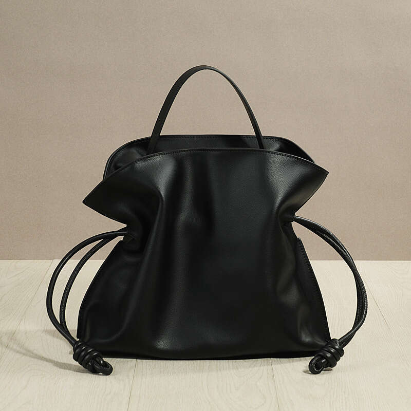 Leather Bag Bucket Bag Genuine Crossbody Lucky French Style High End Design Cowhide Women S Light Luxury Soft Leather Drawstring Shoulder Bag Tote Bag