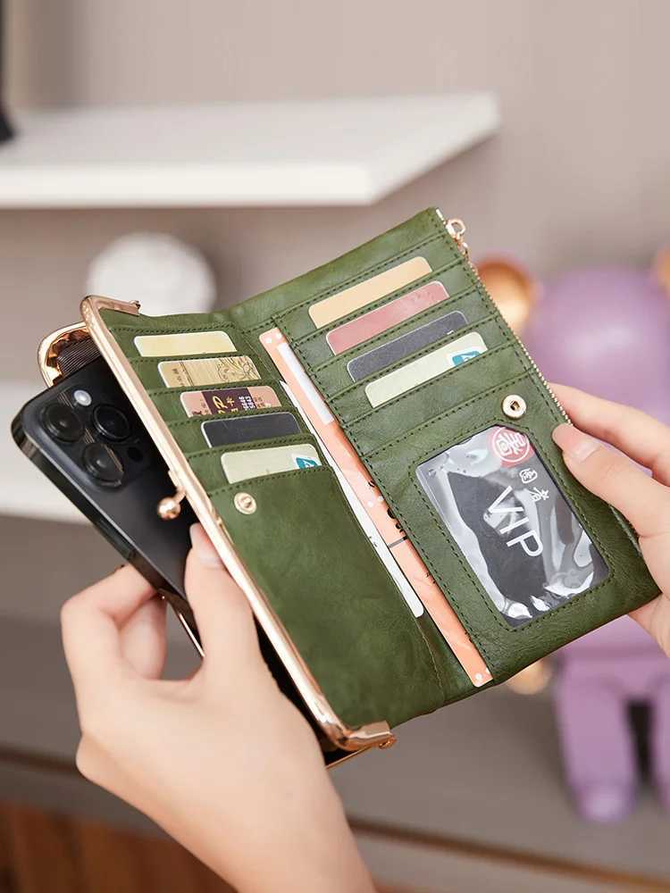 Solid Color Mti Functial Lg Wallet Vintage Cluh Coin Purse Wens Card Holder Zipper Wallet Y250707