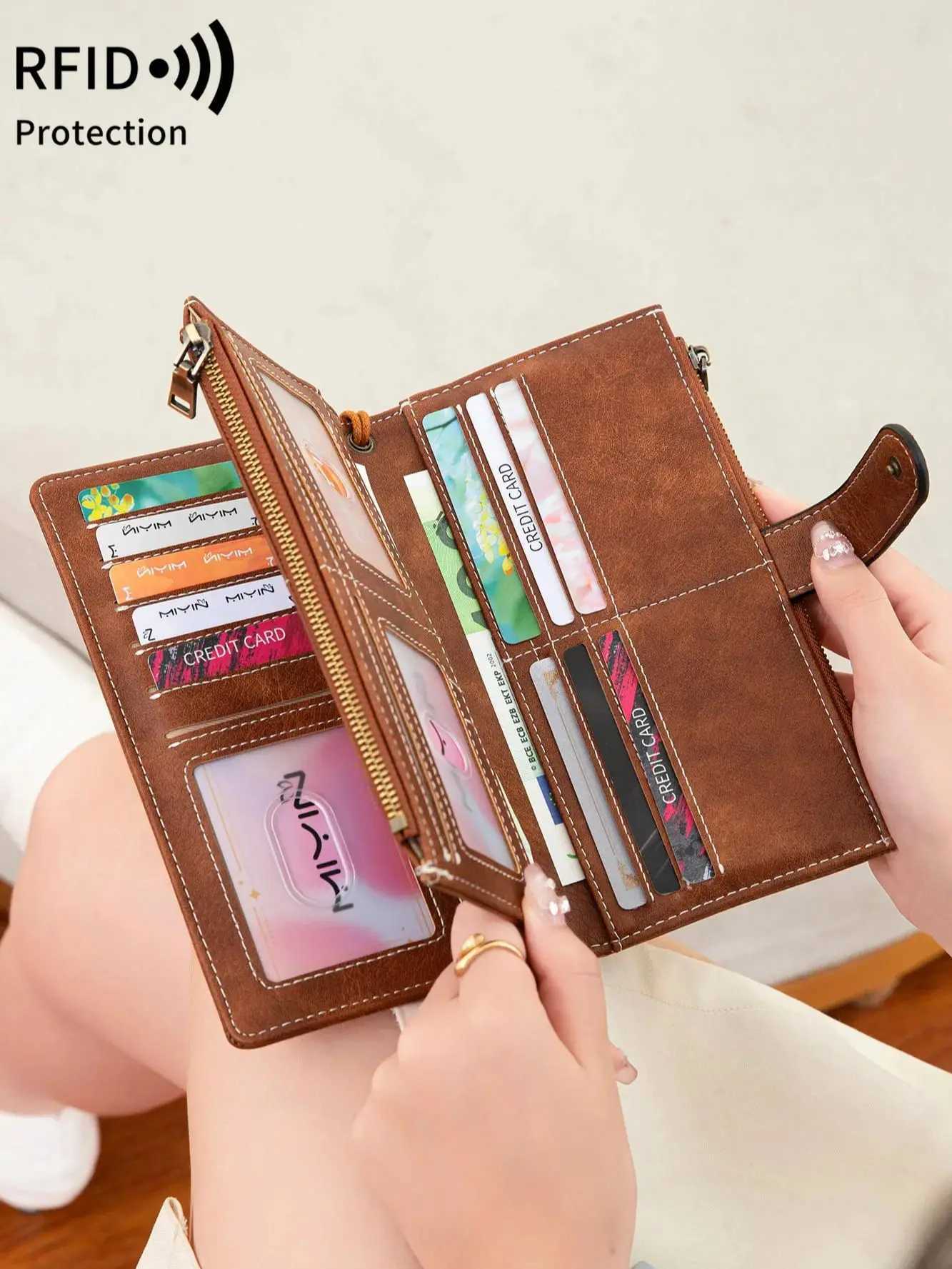 Business Wens Lg Wallet PU Leather Triple Fold Large Capacity Mti Card Slot Handbag Slot tra Thin Zipper Wallet Y250707