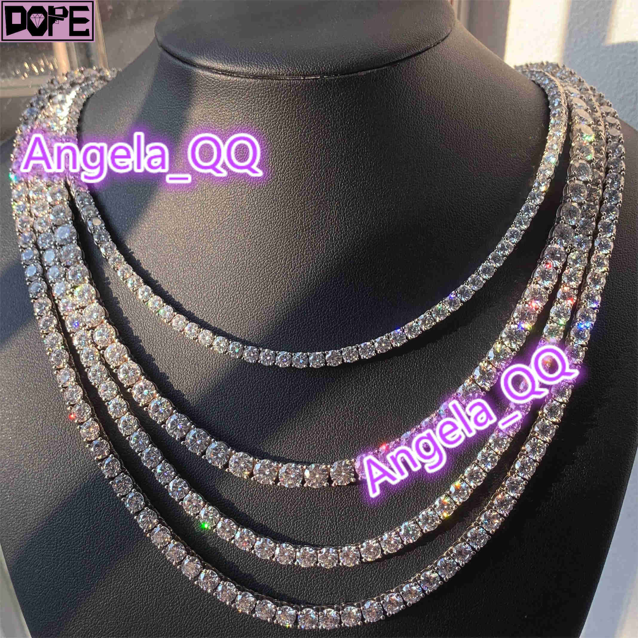 In Stock 3mm/4mm/5mm Tennis Chain 925 Silver Hiphop Jewelry Vvs Iced Out Moissanite Tennis Chain