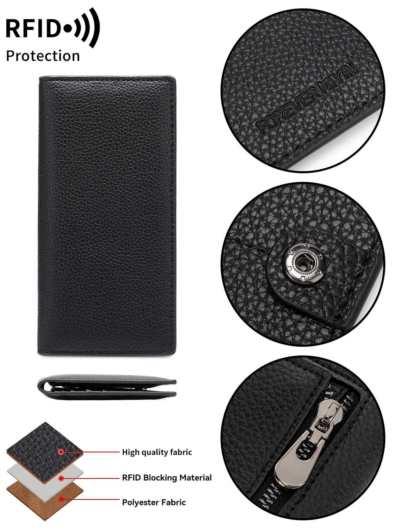 MIYIN Minimalist Wens Wallet RFID Shielding Bifold Large Wallet Portable Large Capacity /Card Holder Elegant Cluh Y250707