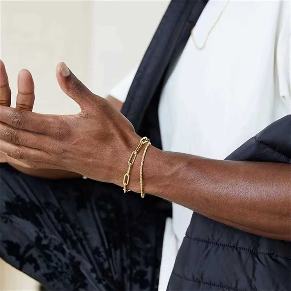 Multilayer Titanium Steel Chain Bracelet in Gold Color Twist Chain Stainless Steel Bracelet Party Jewelry Bracelet for Women XJ250707