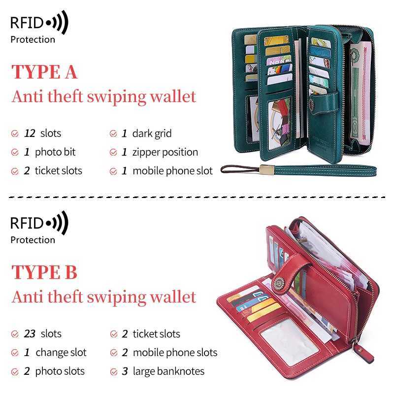 igh Quality Wen Wallet RFID Anti-theft Leather Wallets For Wan LG Zipper Large Ladies Cluh Bag Fem Purse Card Holder Y250707