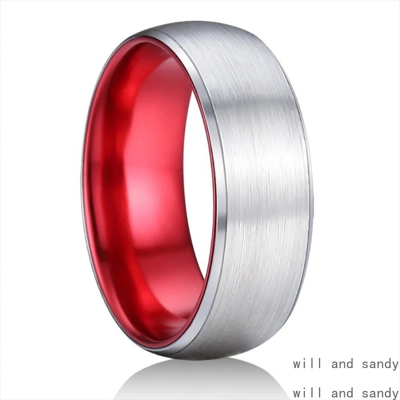 8mm Stainless Steel Two-tone Matte Ring Band Simple Engagement Wedding Ring for Women Men Charm Gift Fashion Designer Jewelry Father Day Birthday Chri