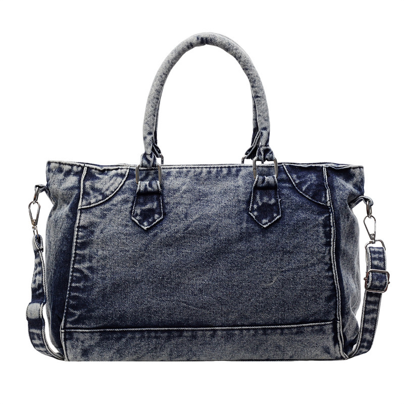 Free shipping designer Hong Kong Style Retro Large Capacity Denim Bag for Women New Trendy Fashion Handbag Commuter Bag Casual Shoulder Bag Tote Bag