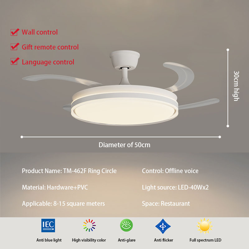 Stylish Invisible Leafless Ceiling Fan Light with Built-in LED for Enhanced Lighting & Air Circulation Ring circle Invisible leafless