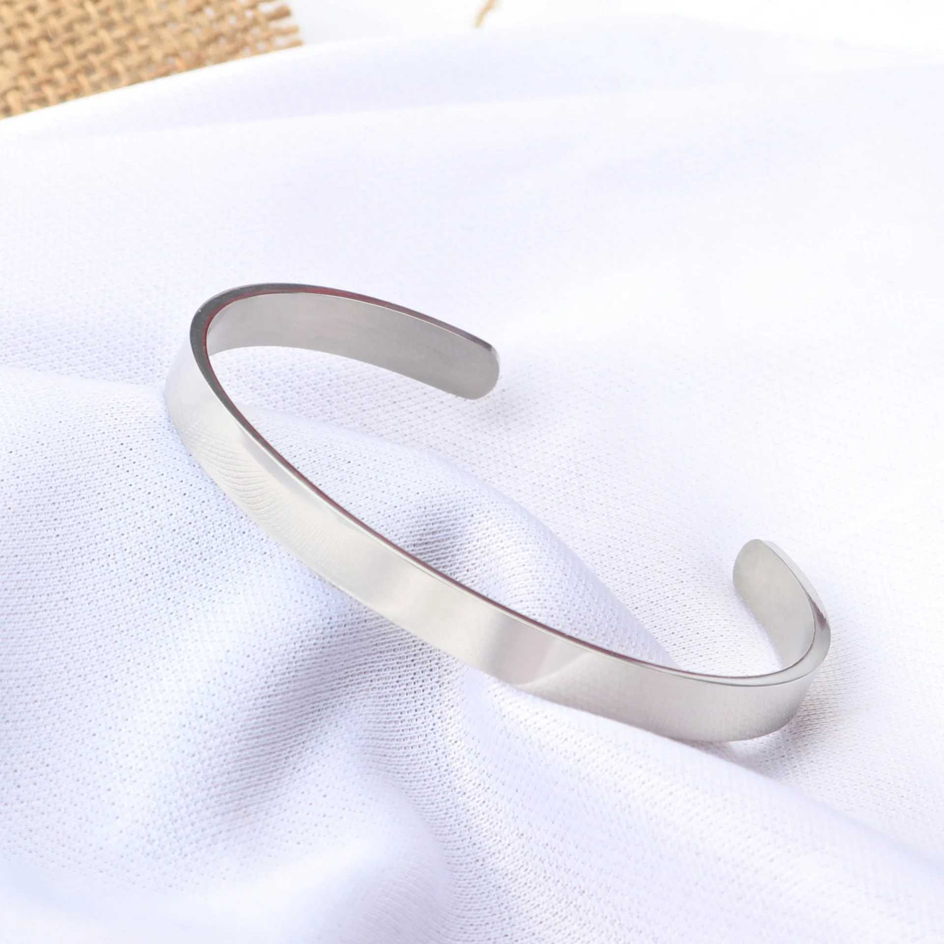 New Classic Simple Men Bracelet Open Adjustable Glossy Stainless Steel Bracelet BR1133 XJ250707