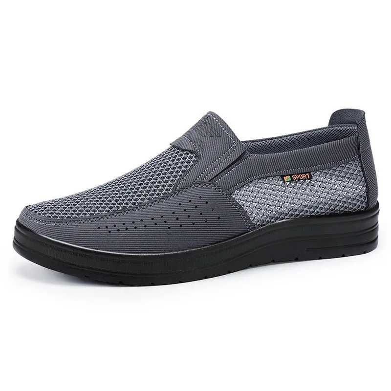 Mens spring new hollowed out mesh casual sports cloth shoes with soft soles dads shoes work breathable mens shoes zapatillas Y250707