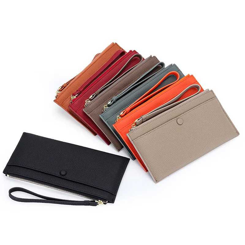 Genuine Leather Wen LG Wallet Fem Wallets Ladies Cluh Cow Leather Coin Purse Holder Wrist Phe Purse Y250707
