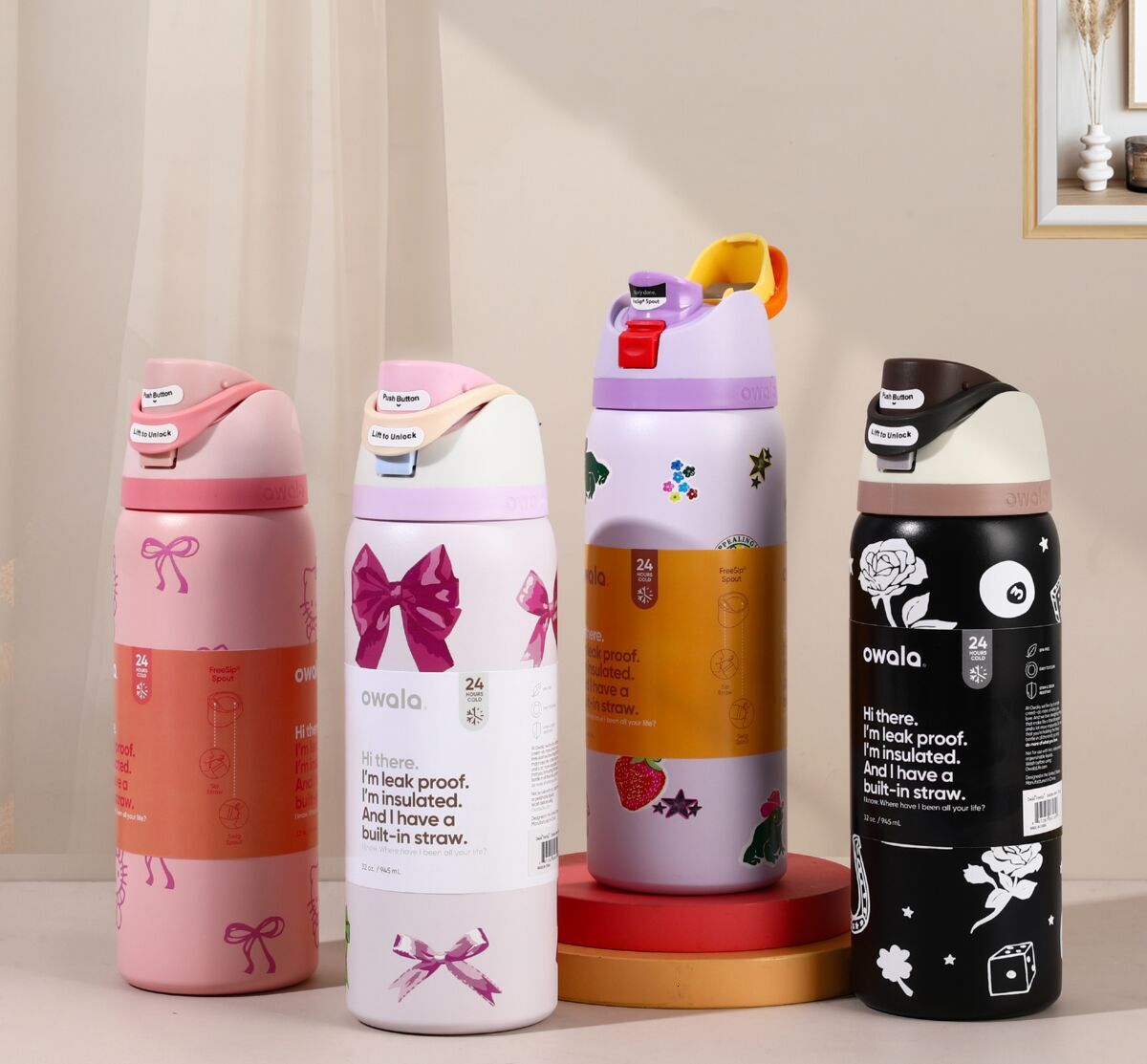 Owala Insulated cup Dual Drinking Mouth Sports Water Bottle Large Capacity Stainless Steel Portable Cup