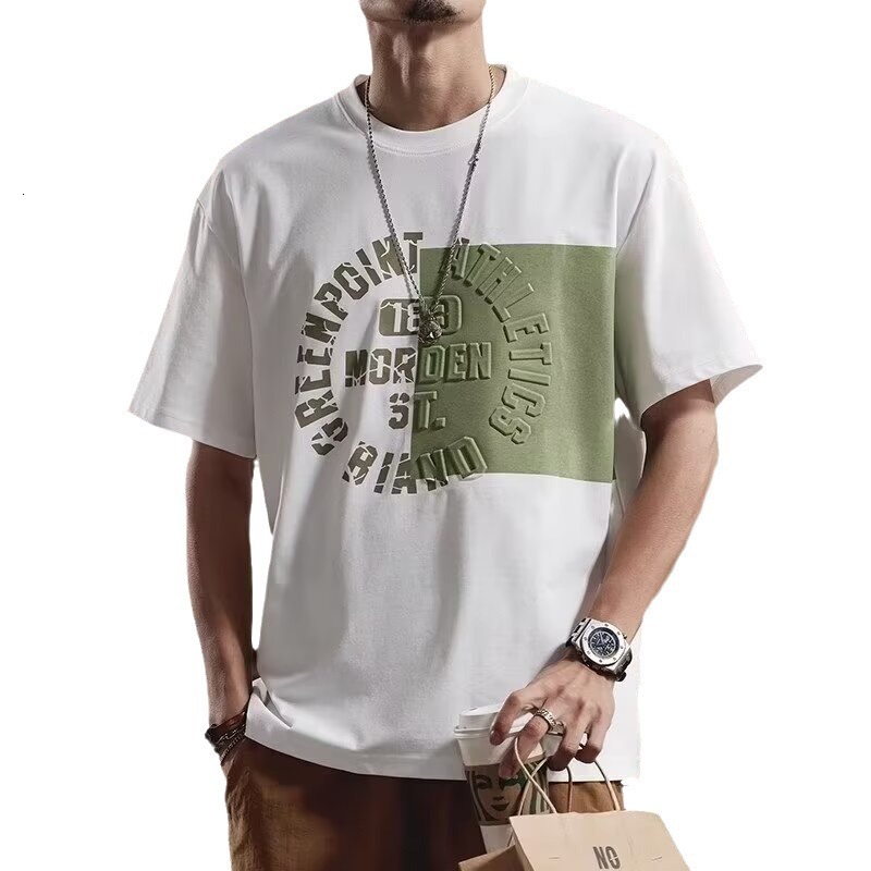 New Style Personalized 3D Printed Patchwork Short Sleeve T-shirt For Men 2024 Summer Slightly Loose Half Sleeve Designer Short Sleeves Tee Shirt Versa