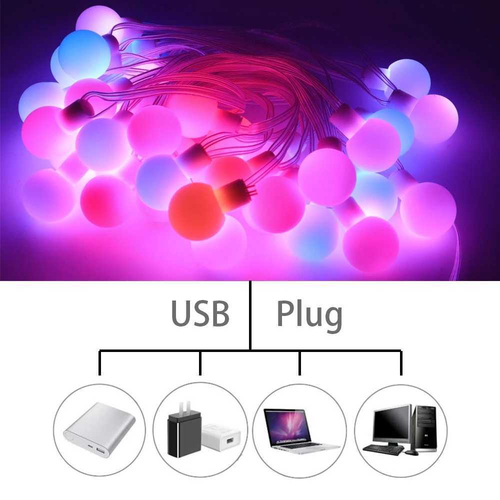 WS2812B Dream Color LED Round Ball String Lights Addressable Individually Strip Christmas Party Birthday Decoration IP67 DC5V W250701