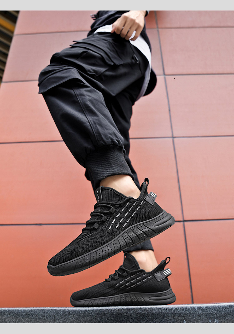 Summer New Breathable Mesh Men's Trendy Versatile Flyknit Sneakers Casual Running Shoes