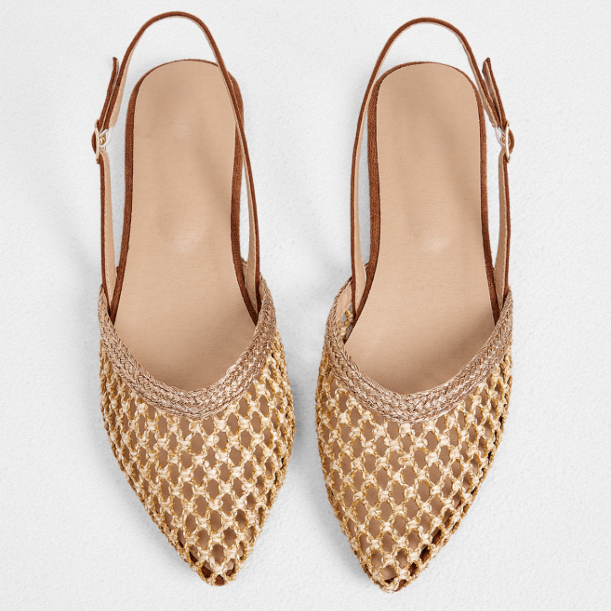 Ladies' flat single shoes, new holiday style, woven hollow-out breathable, backless, shallow mouth, small square head, comfortable and elegant