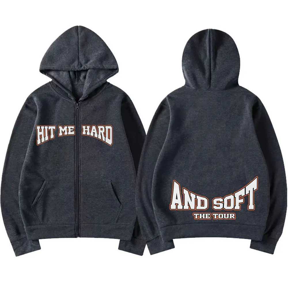Hit Me Hard and Soft 2025 Tour Merch Zipper Hoodies Men Women Pullover Fashion Hip Hop Zip Up Hooded Sweatshirt Jacket Fans Gift Z250405