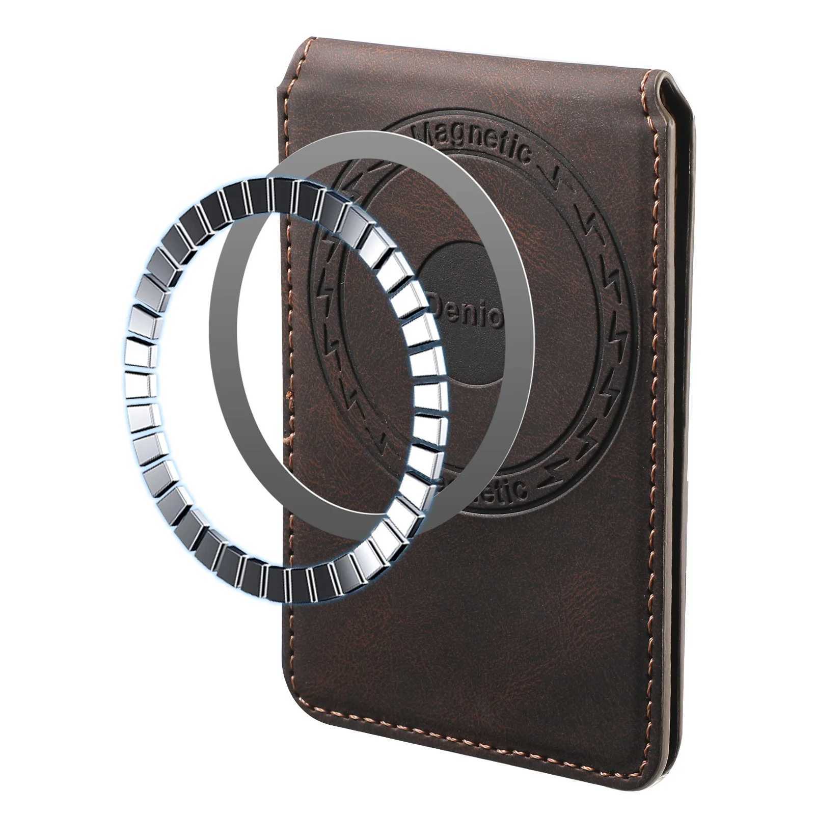 Artificial leather magnetic elastic wallet (4 card slots) with magnetic strap accessories | ID card clip wallet Y250707