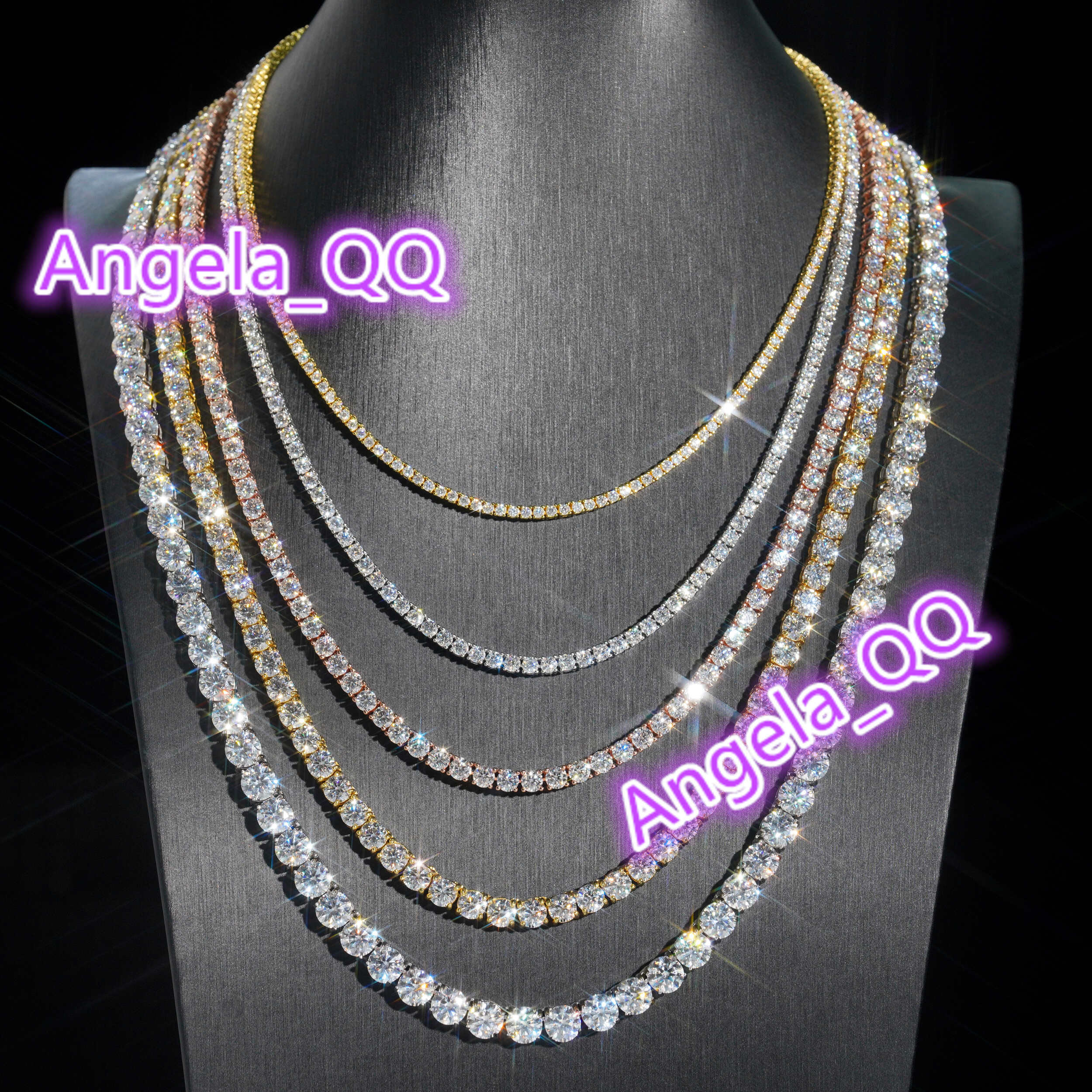 Drop Shipping GRA Certificated Sterling Silver Tennis Bracelet 3mm 4mm 5mm 6mm Vvs Moissanite Tennis Chain Necklace