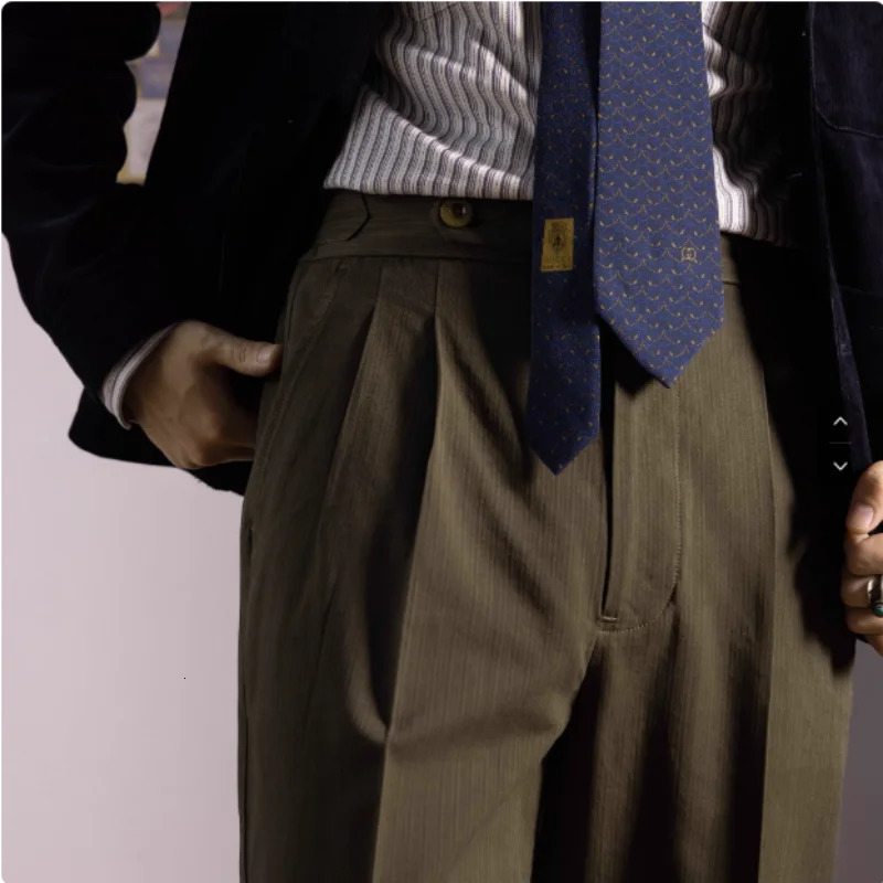 RED TORNADO Vintage Naples Trousers Mens Retro High Waisted Double Pleated Flanged Outdoor Camping Hiking Trekking Casual Pants 250707