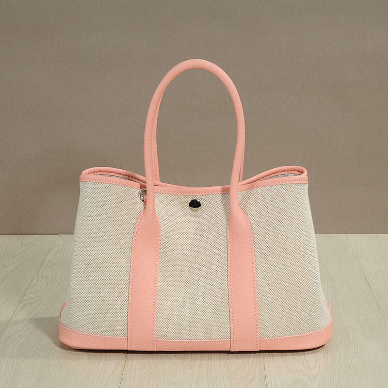 Leather Bag Bucket Bag New Shopping Garden Canvas Tote Large Capacity Handheld Grocery Basket Genuine Leather Women S Bag Commuter Tote Bag