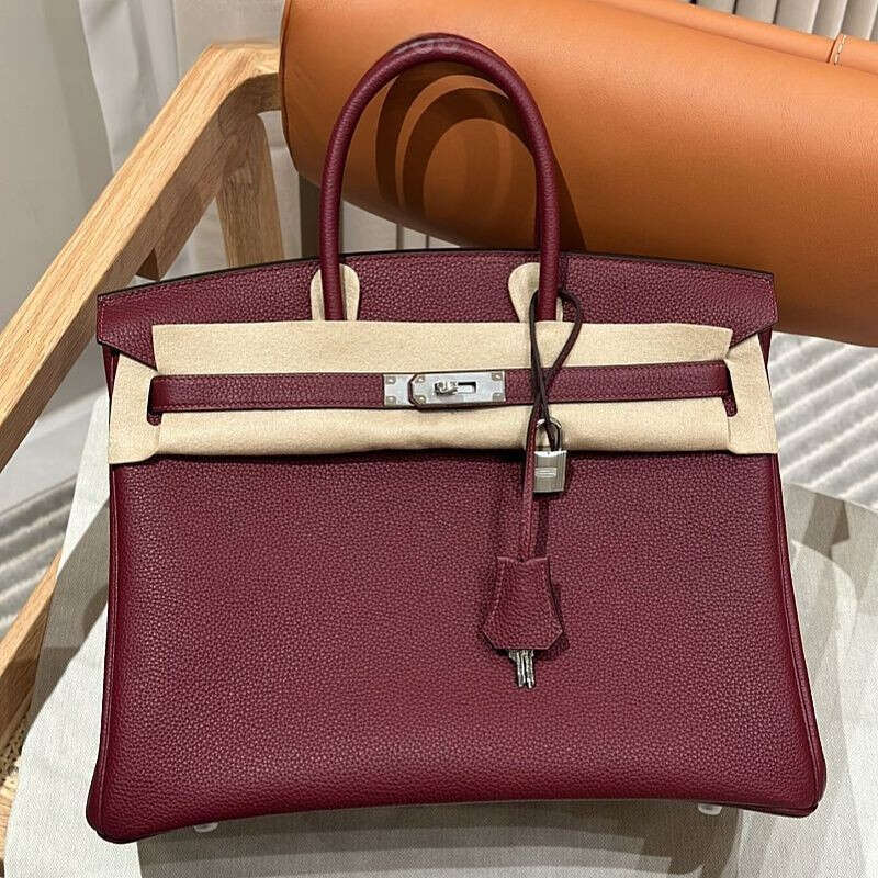 Hemmes Bag Hemese Handbag Exempt From Customs Duty Designer Women's Brown Handbag 25Cm Genuine Leather Lock Inner Zipper Pocket Fashion Shoulder Bag 423